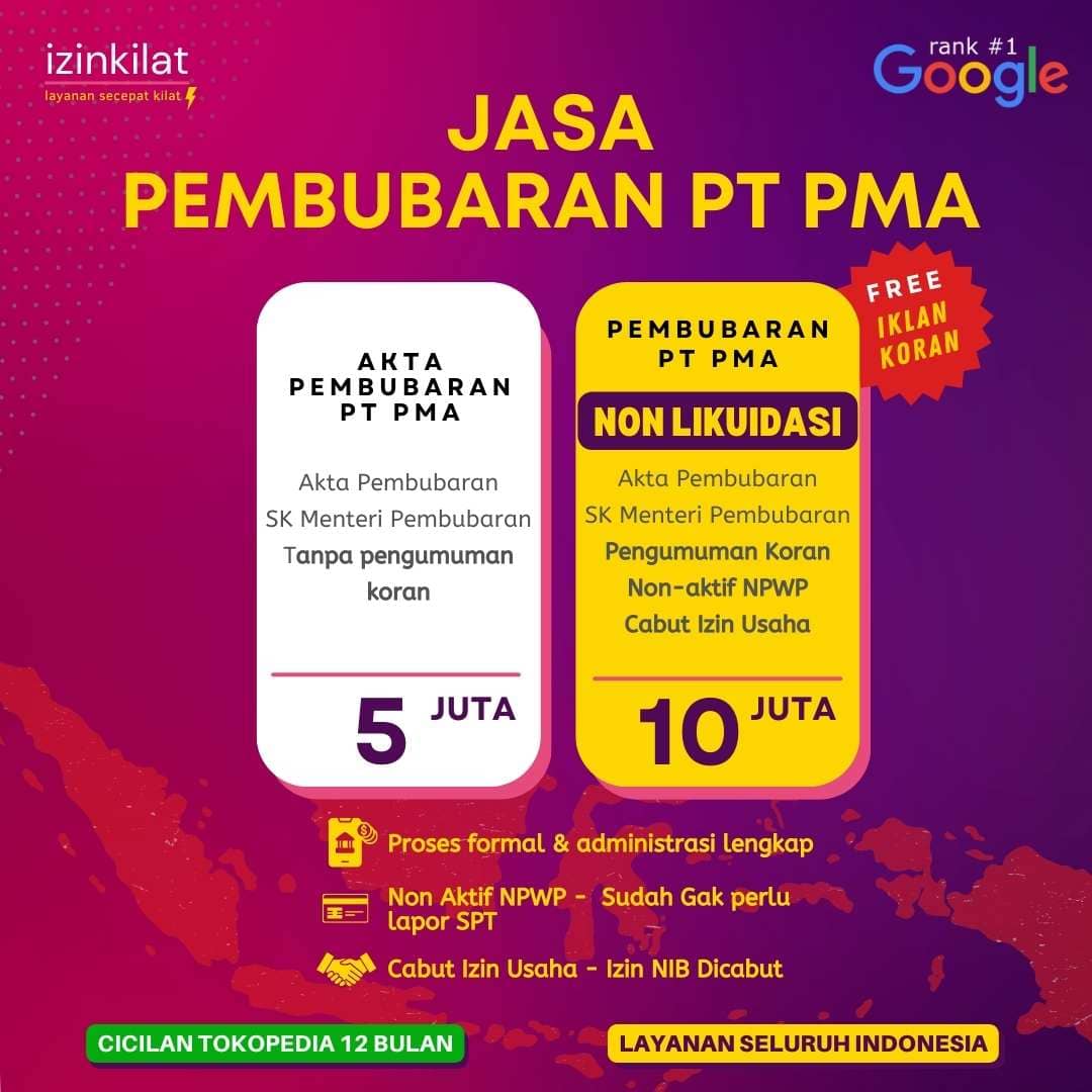 jasa pembubaran pt pma